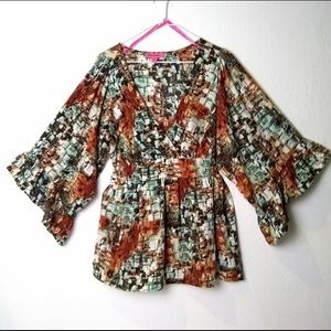 Bell Sleeve Betsey Johnson BOHO Top Large